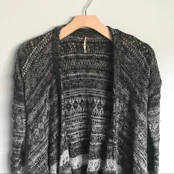 FREE PEOPLE Black & White Button Cardigan Sweater - Picture 2 of 7
